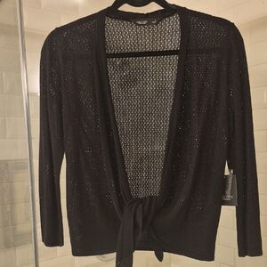 NWT Simply Vera Wang Black Open Stitch Cardigan Worn 4 Ways Sz S